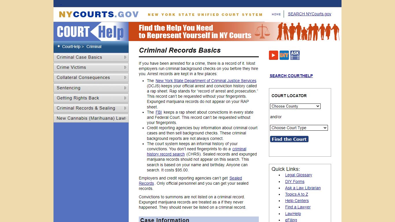 Criminal Records Basics | NY CourtHelp